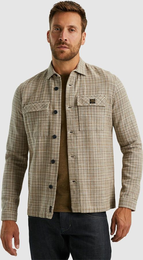PME Legend Casual Langemouw Tweed Overhemd Beige Heren - Foto 3