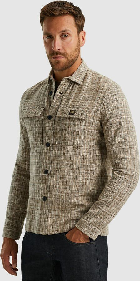 PME Legend Casual Langemouw Tweed Overhemd Beige Heren - Foto 5