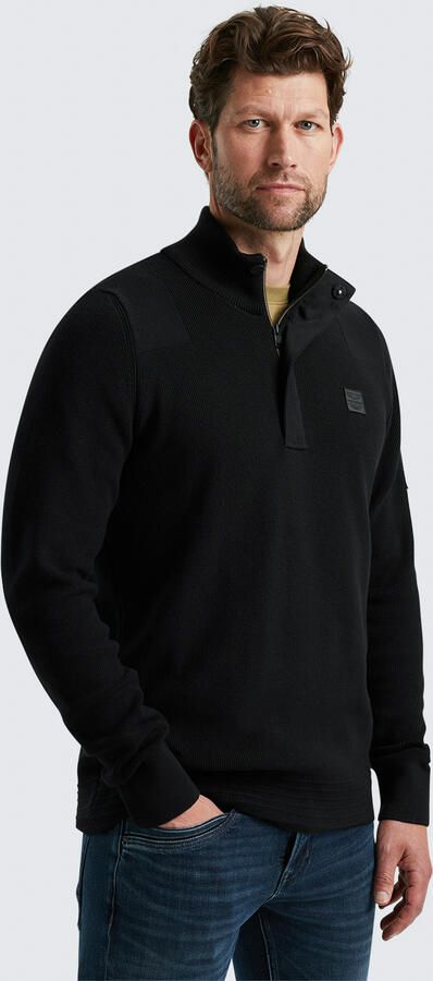 PME LEGEND Heren Truien & Vesten Half Zip Collar Cotton Knit Zwart - Foto 3