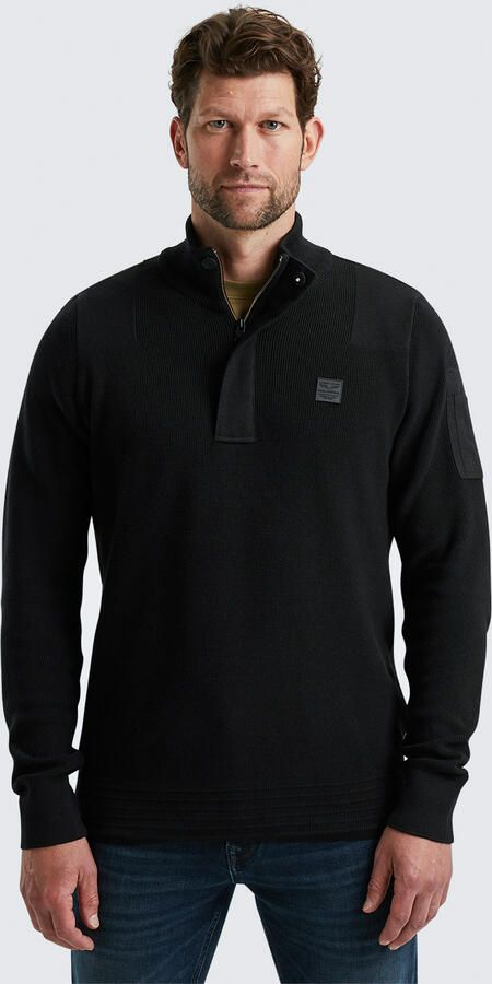 PME LEGEND Heren Truien & Vesten Half Zip Collar Cotton Knit Zwart - Foto 2