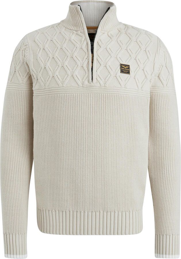 PME LEGEND Heren Truien & Vesten Half Zip Collar Cotton Mix Yarn Beige - Foto 5