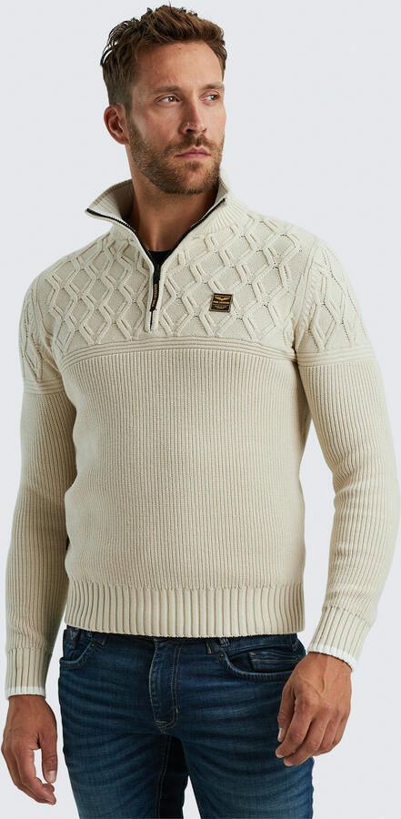 PME LEGEND Heren Truien & Vesten Half Zip Collar Cotton Mix Yarn Beige - Foto 3