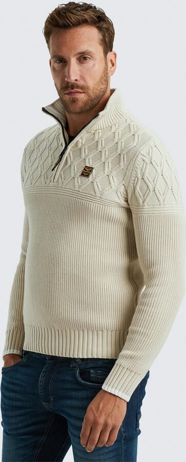 PME LEGEND Heren Truien & Vesten Half Zip Collar Cotton Mix Yarn Beige - Foto 4