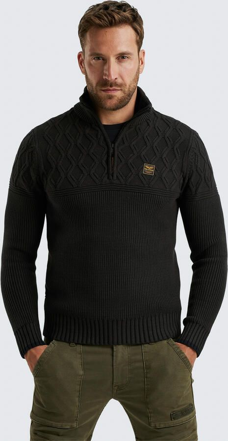 PME LEGEND Heren Truien & Vesten Half Zip Collar Cotton Mix Yarn Zwart - Foto 5