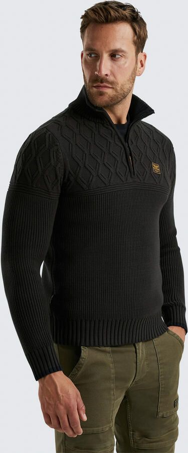 PME LEGEND Heren Truien & Vesten Half Zip Collar Cotton Mix Yarn Zwart - Foto 4