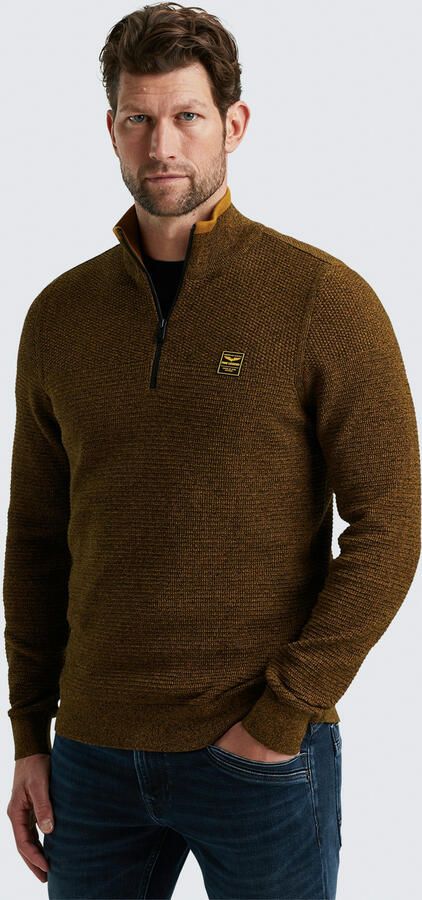 PME Legend Halve rits katoen mouline trui Brown Heren - Foto 2