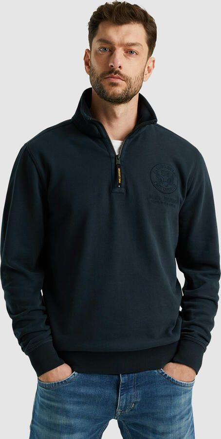 PME Legend Half Zip Pullover in Zacht Terry Blue Heren