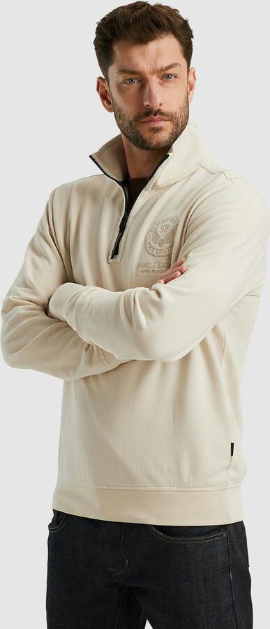 PME Legend Geborsteld Terry Half Zip Pullover Beige Heren - Foto 3