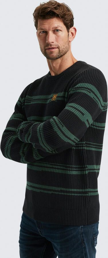 PME Legend Gestreepte gebreide trui voor heren Black Heren - Foto 3