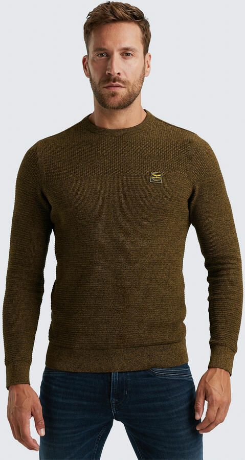 PME Legend Katoen Mouline R-Hals Pullover Brown Heren