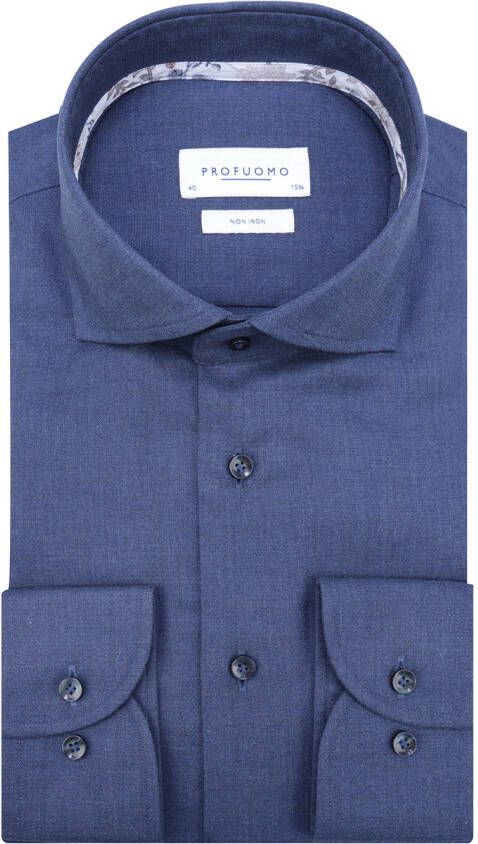 Profuomo business overhemd slim fit donkerblauw effen katoen