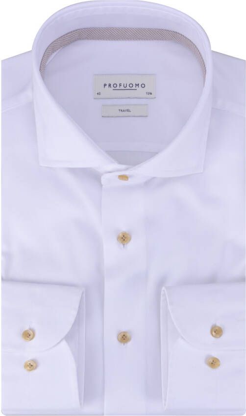 Profuomo Witte Cutaway Overhemd Katoen NorHeren Fit White Heren