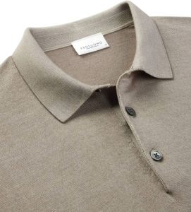 Profuomo taupe polo lange mouw Bruin Heren