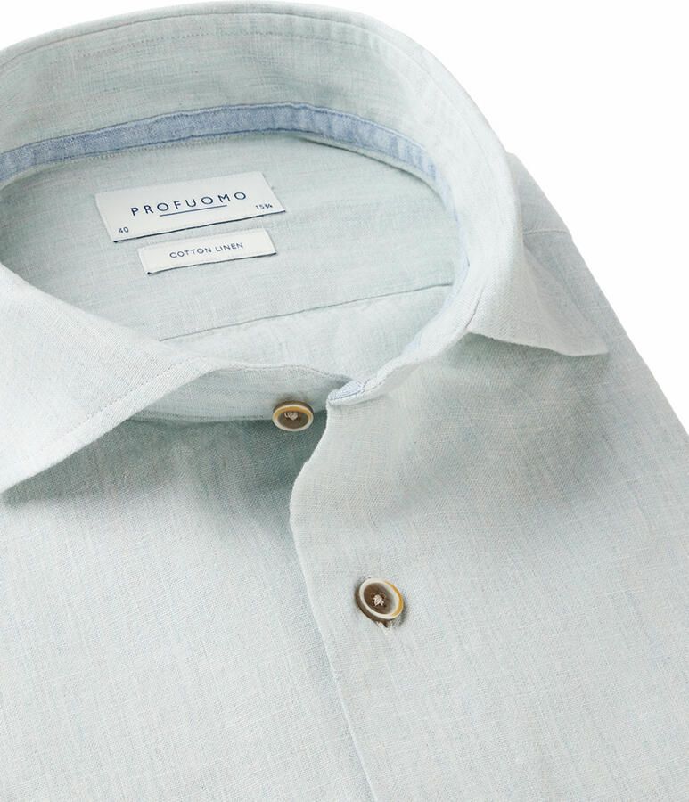 PROFUOMO Heren Overhemden Shirt Cutaway Sc Cotton Linnen Mint