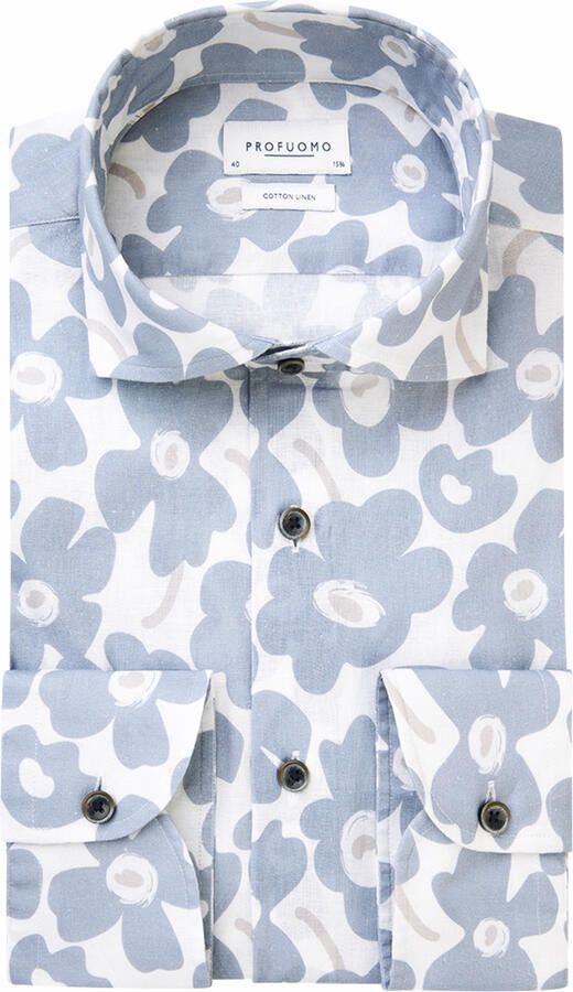Profuomo Slim fit zakelijk overhemd met all-over bloemenprint - Foto 2