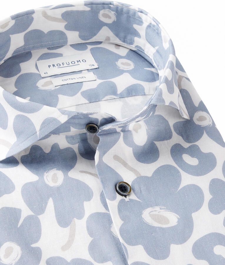 Profuomo Slim fit zakelijk overhemd met all-over bloemenprint