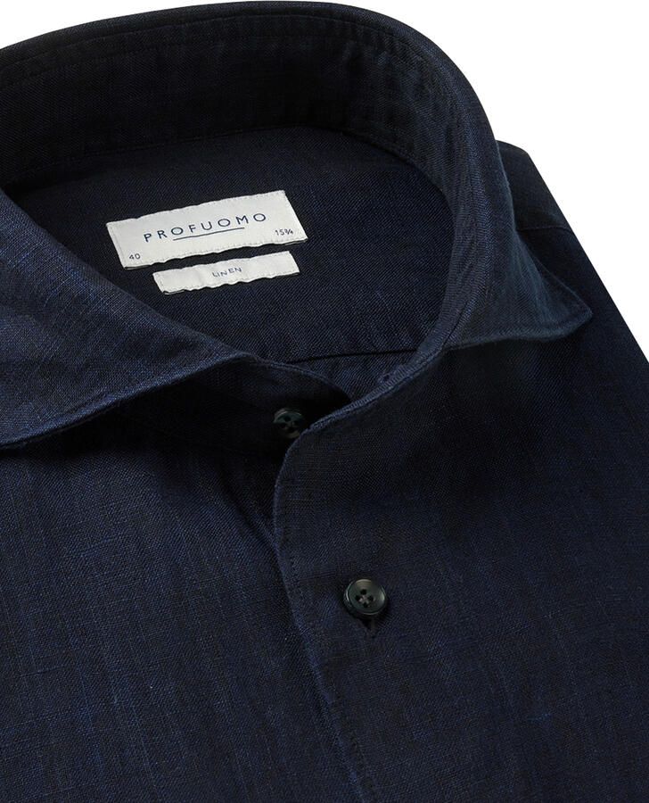 PROFUOMO Heren Overhemden Shirt X-cutaway Sc Linnen Donkerblauw