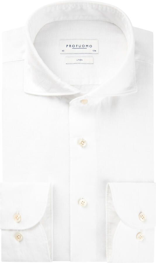 PROFUOMO Heren Overhemden Shirt X-cutaway Sc Linnen Wit - Foto 2