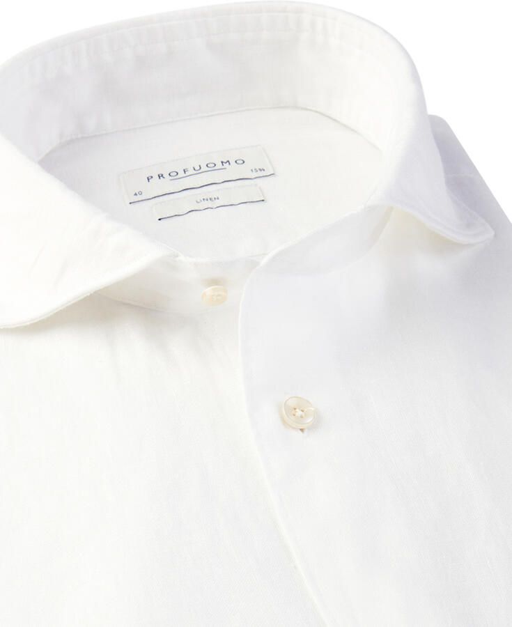 PROFUOMO Heren Overhemden Shirt X-cutaway Sc Linnen Wit - Foto 1