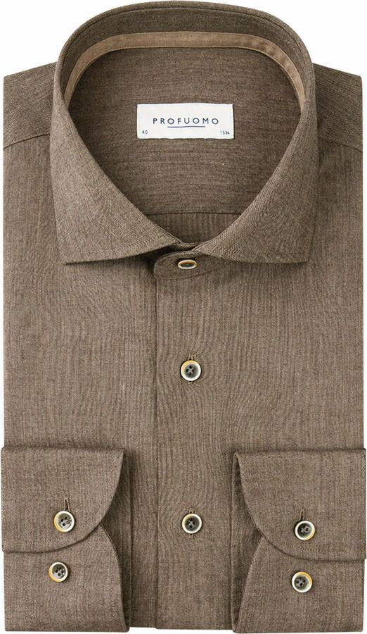 PROFUOMO Heren Overhemden Shirt Cutaway Sc Sf Taupe - Foto 4
