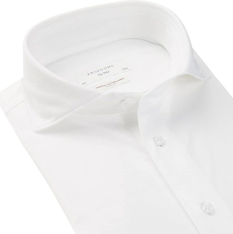 PROFUOMO Heren Overhemden Shirt X-cutaway Japanese Knitted Wit - Foto 8