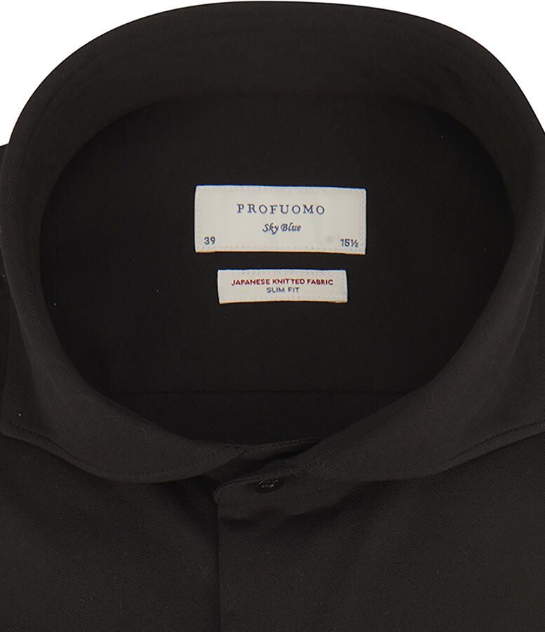 PROFUOMO Heren Overhemden Shirt X-cutaway Japanese Knitted Zwart - Foto 10