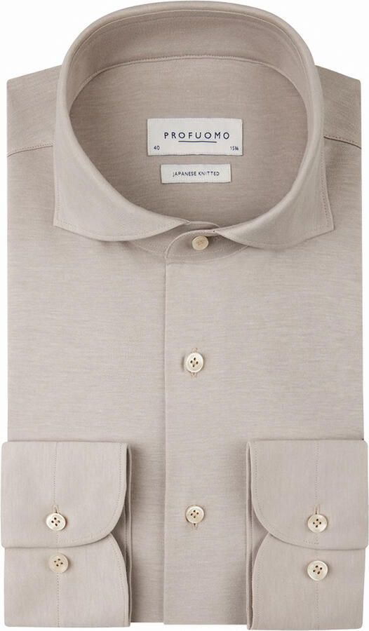 PROFUOMO Heren Overhemden Shirt X-cutaway Japanese Knitted Beige - Foto 14