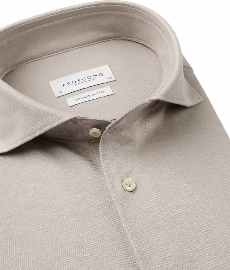 PROFUOMO Heren Overhemden Shirt X-cutaway Japanese Knitted Beige - Foto 8