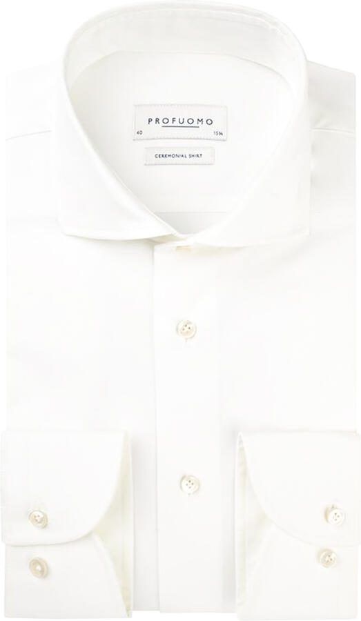 Profuomo Witte Overhemdjurk van Katoen Slim Fit White Heren - Foto 4