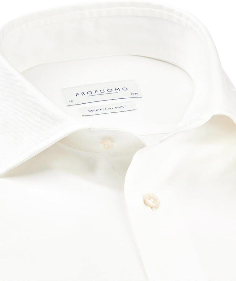 Profuomo Witte Overhemdjurk van Katoen Slim Fit White Heren - Foto 5