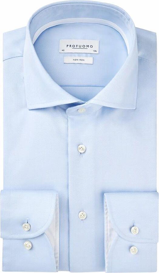 Profuomo Blauwe Overhemdjurk van Katoen Slim Fit Blue Heren - Foto 7