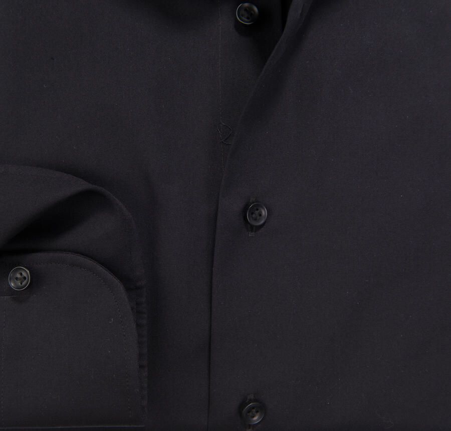 PROFUOMO Heren Overhemden Fine Twill Slim Fit Non Iron Zwart