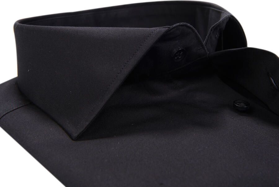 PROFUOMO Heren Overhemden Fine Twill Slim Fit Non Iron Zwart - Foto 9