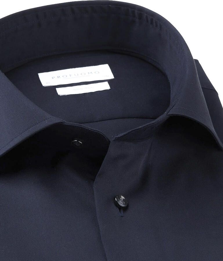 Profuomo slim fit strijkvrij overhemd donkerblauw twill - Foto 4