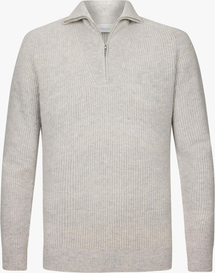 Profuomo Sweater Half Zip Pullover Merinowol Melange Grijs - Foto 2