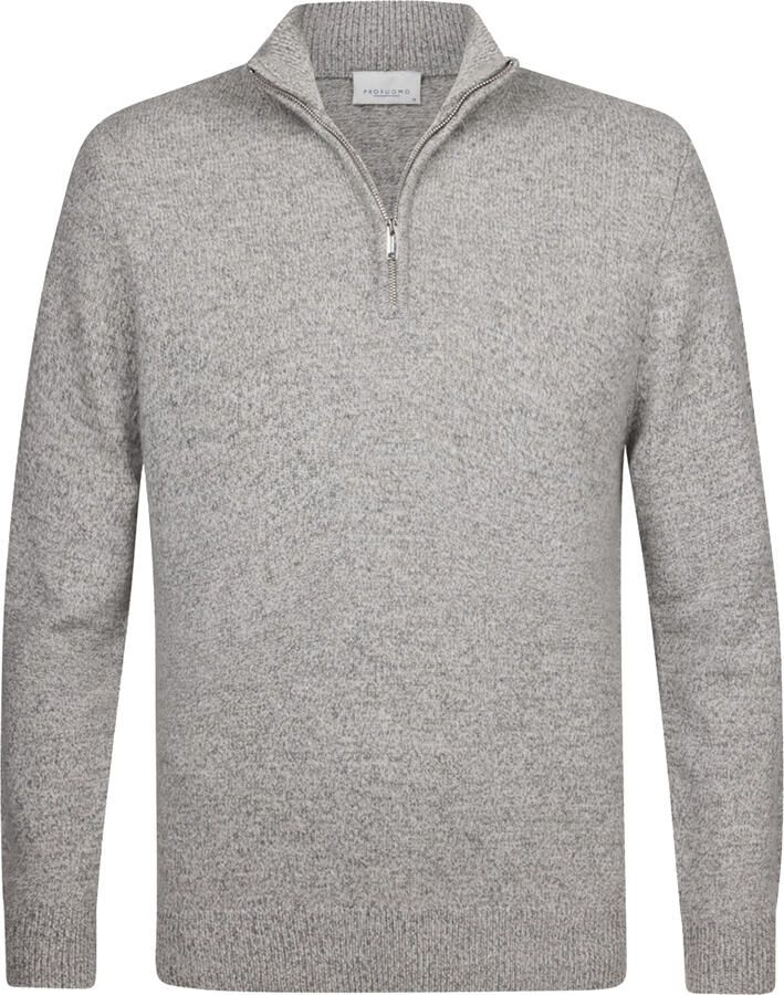 Profuomo Sweater Half Zip Pullover Lamswol Melange Grijs - Foto 2