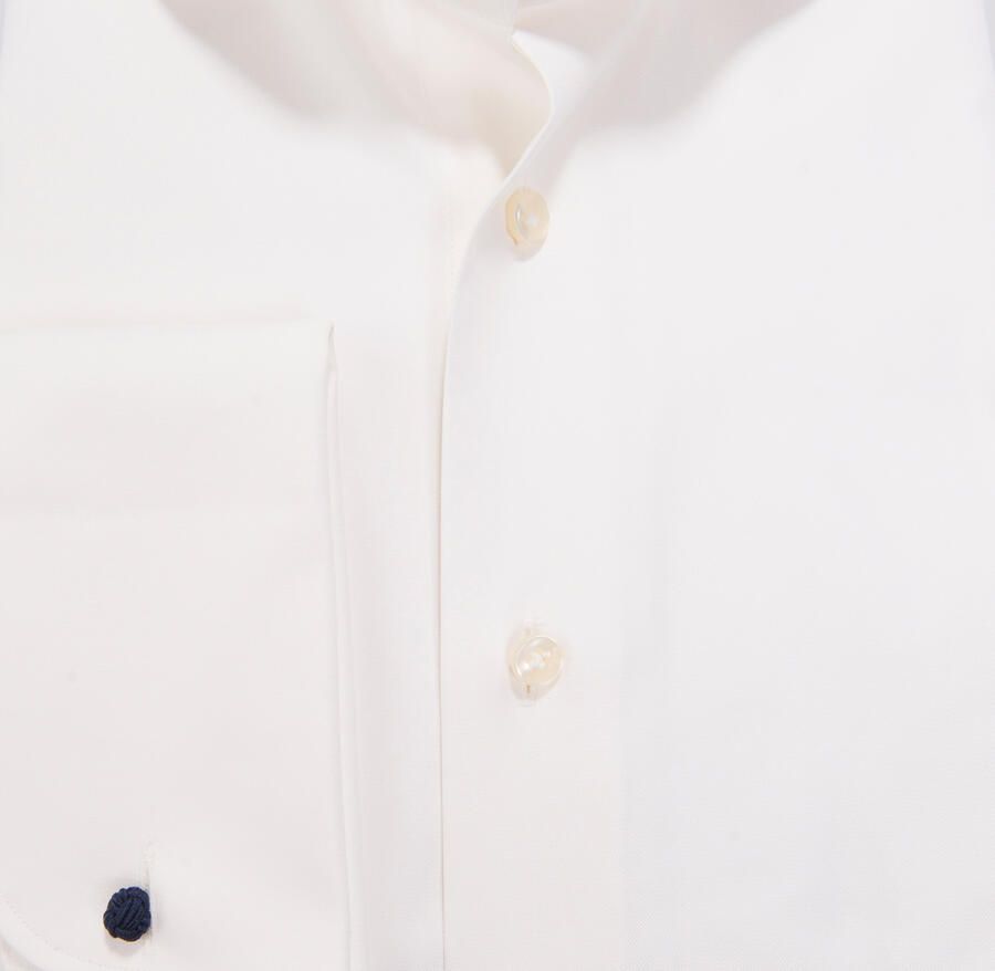 Profuomo Sky Blu overhemd ecru dubbel manchet slim fit - Foto 3