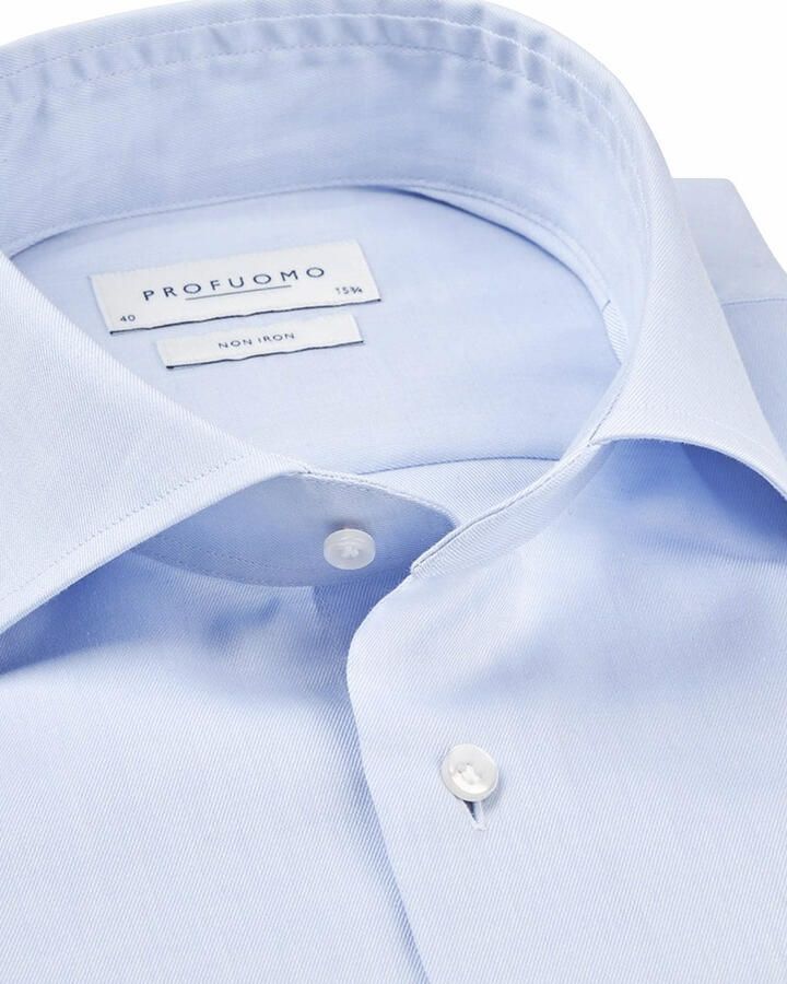 PROFUOMO Heren Overhemden Fine Twill Slim Fit Non Iron Extra Long Sleeve Lichtblauw - Foto 10