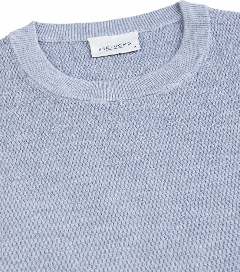 PROFUOMO Heren Truien & Vesten Structure Crew Neck Lichtblauw - Foto 9