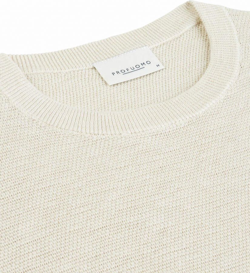 PROFUOMO Heren Truien & Vesten Structure Crew Neck Ecru - Foto 8