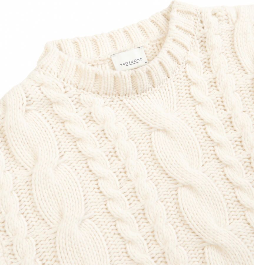 Profuomo Off White Crew Neck Pullover Beige Heren