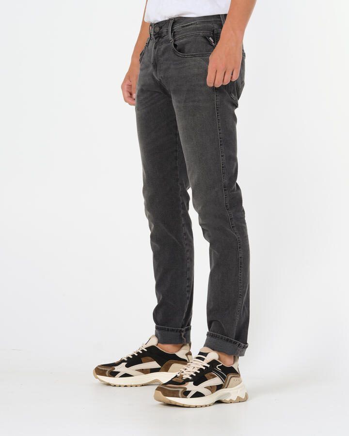 Replay Slim-Fit Jeans met Donkere Wassing en Op Maat Gemaakt Geborduurd Label Gray Heren - Foto 5