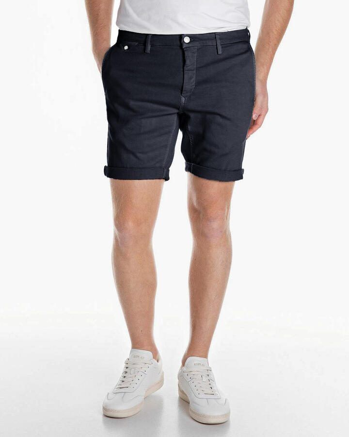 REPLAY regular chino short donkerblauw - Foto 4