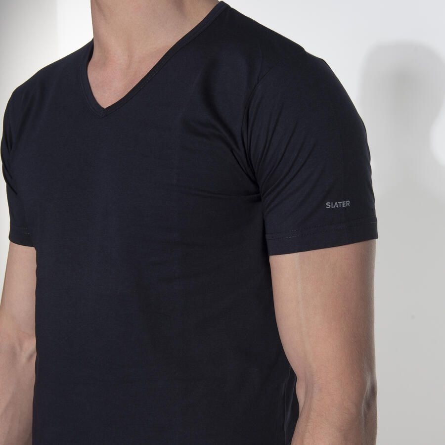 Slater T-shirt 2-pack Basic Fit T-shirt V-hals Navy