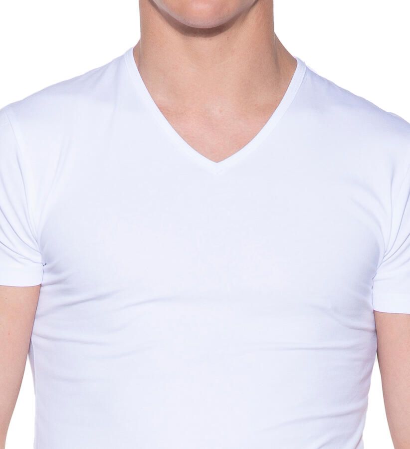 Slater T-shirt 2-pack Stretch V-hals T-shirt Wit