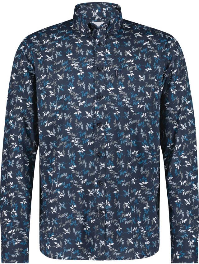 State of Art regular fit overhemd met all over print donkerblauw