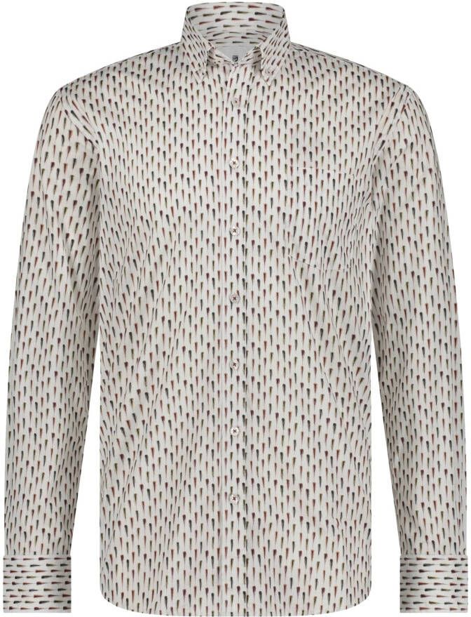 State of Art Casual Wit Bedrukt Overhemd White Heren