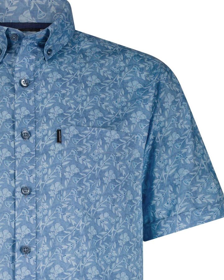 State Of Art Overhemd Lange Mouw Short Sleeve Overhemd Leafs Blauw