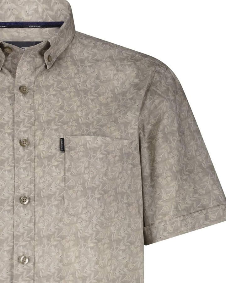 State Of Art Overhemd Lange Mouw Short Sleeve Overhemd Leafs Beige
