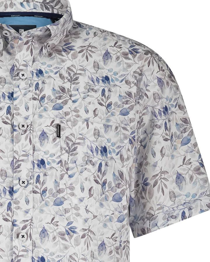 State Of Art Overhemd Lange Mouw Short Sleeve Poplin Overhemd Beige Blauw - Foto 3